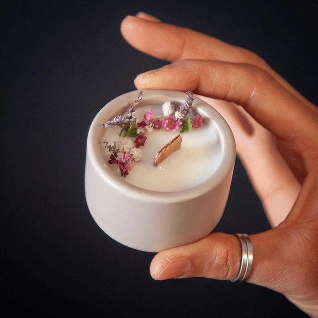 Mini bougie fleurie | Bougie parfumée | idée cadeau | Mini fleurie